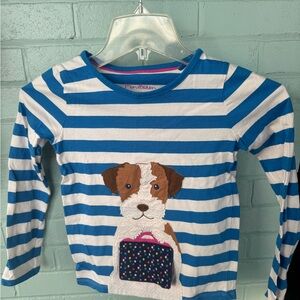 Mini Boden Striped Long Sleeve with Dog with a lunch bag Appliqué